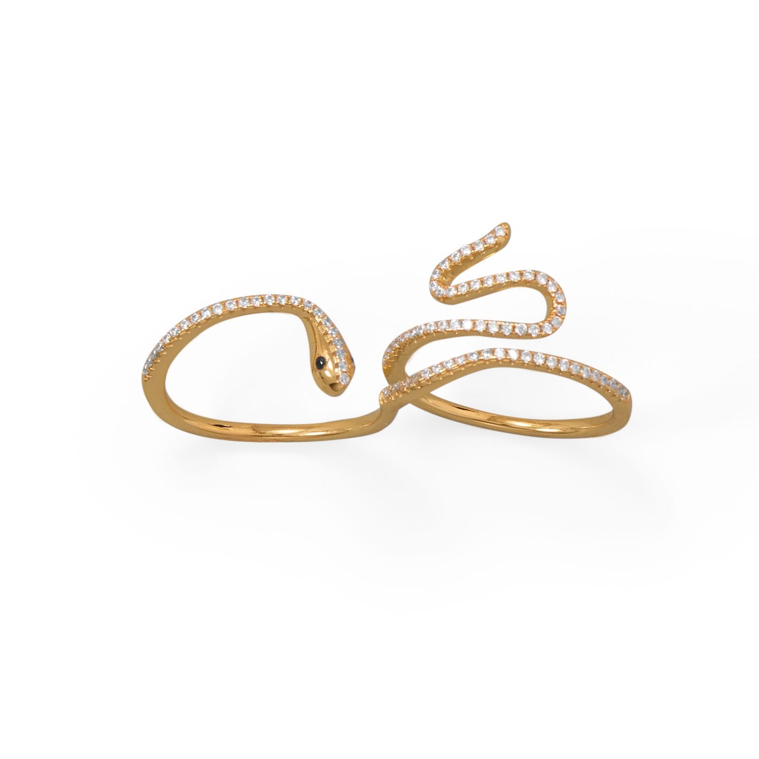 Sassy Serpent! 14 Karat Gold Plated CZ Wrap Snake Ring - Joyeria Lady