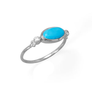 Oval Synthetic Turquoise and CZ Ring