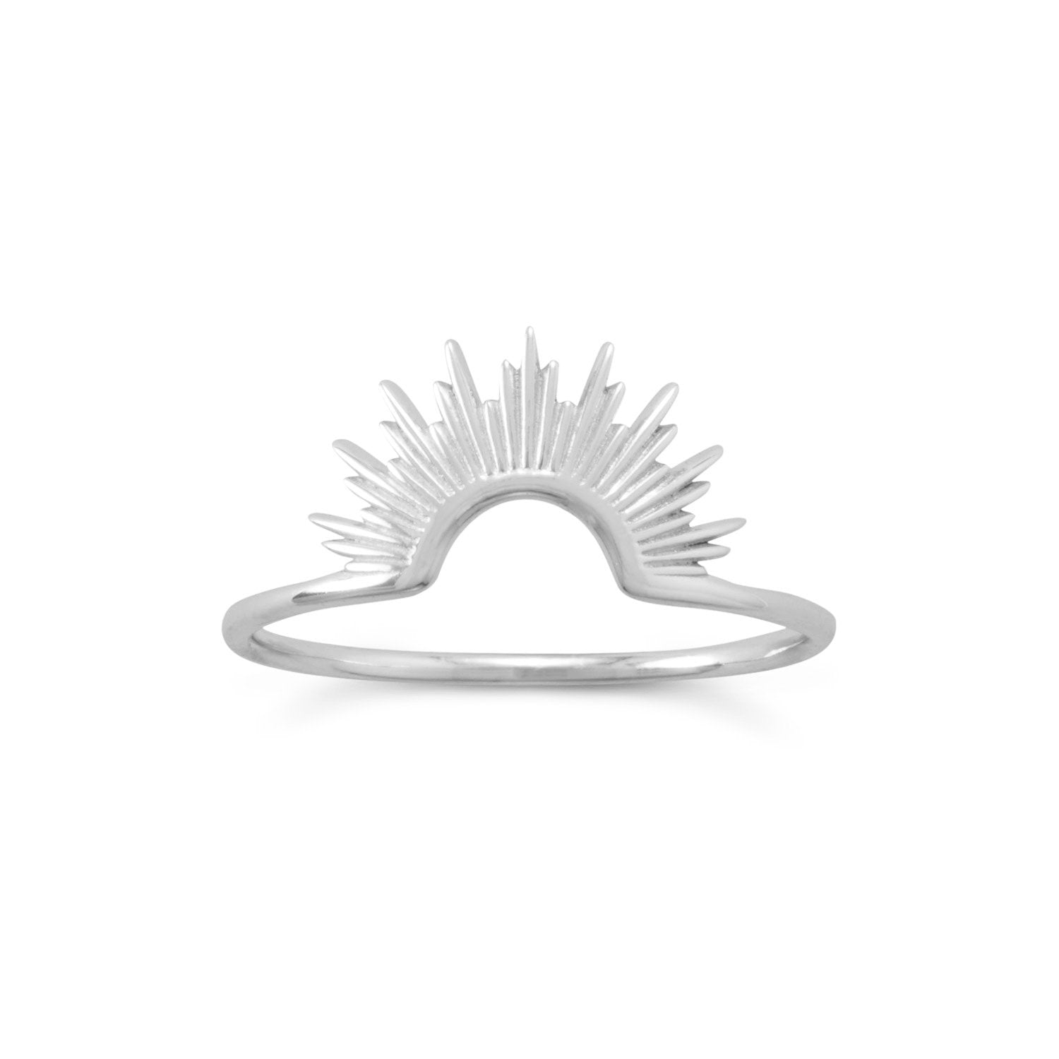 "Shine On!" Shiny Silver Sunburst Ring - Joyeria Lady