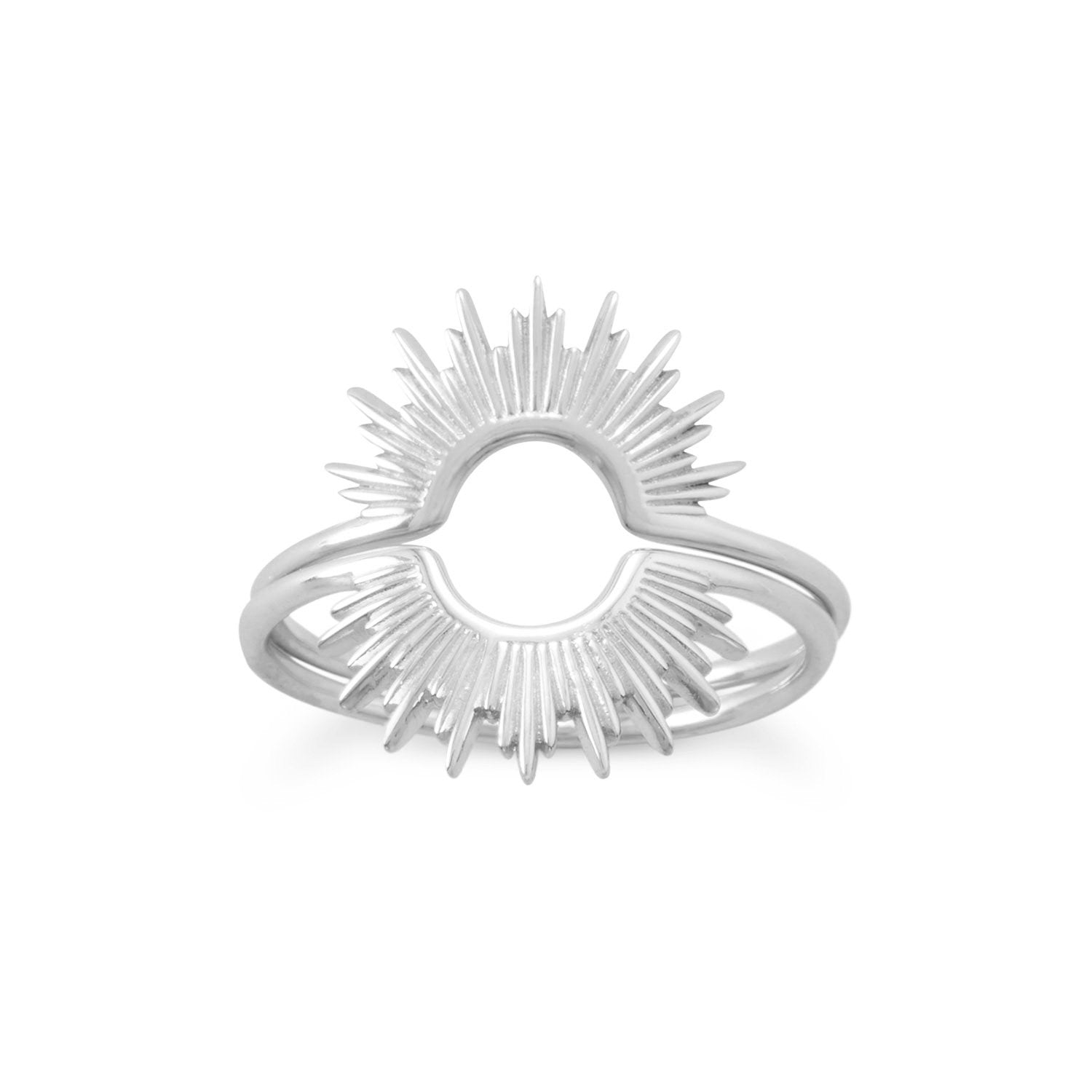 "Shine On!" Shiny Silver Sunburst Ring - Joyeria Lady
