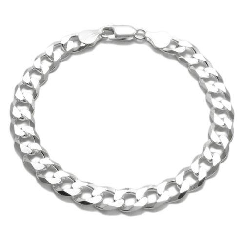 Elegant Sterling Silver FLAT Cuban Link Chain Bracelet in 8mm (Gauge 200) width. Available in 8" and 9" Lengths. - Joyeria Lady