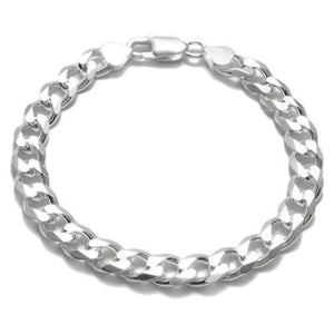 Awesome Sterling Silver Cuban Link Chain Bracelet in 8mm (Gauge 220) width. Available in 8" and 9" Lengths. - Joyeria Lady