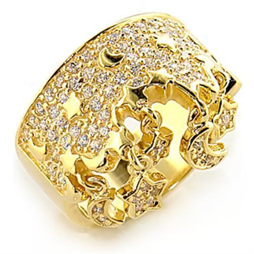 8X014 - Gold 925 Sterling Silver Ring with AAA Grade CZ  in Clear - Joyeria Lady
