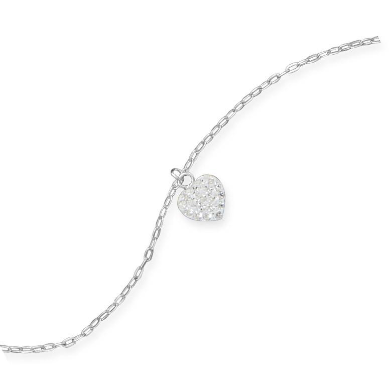 9" + 1" Crystal Heart Charm Anklet - Joyeria Lady