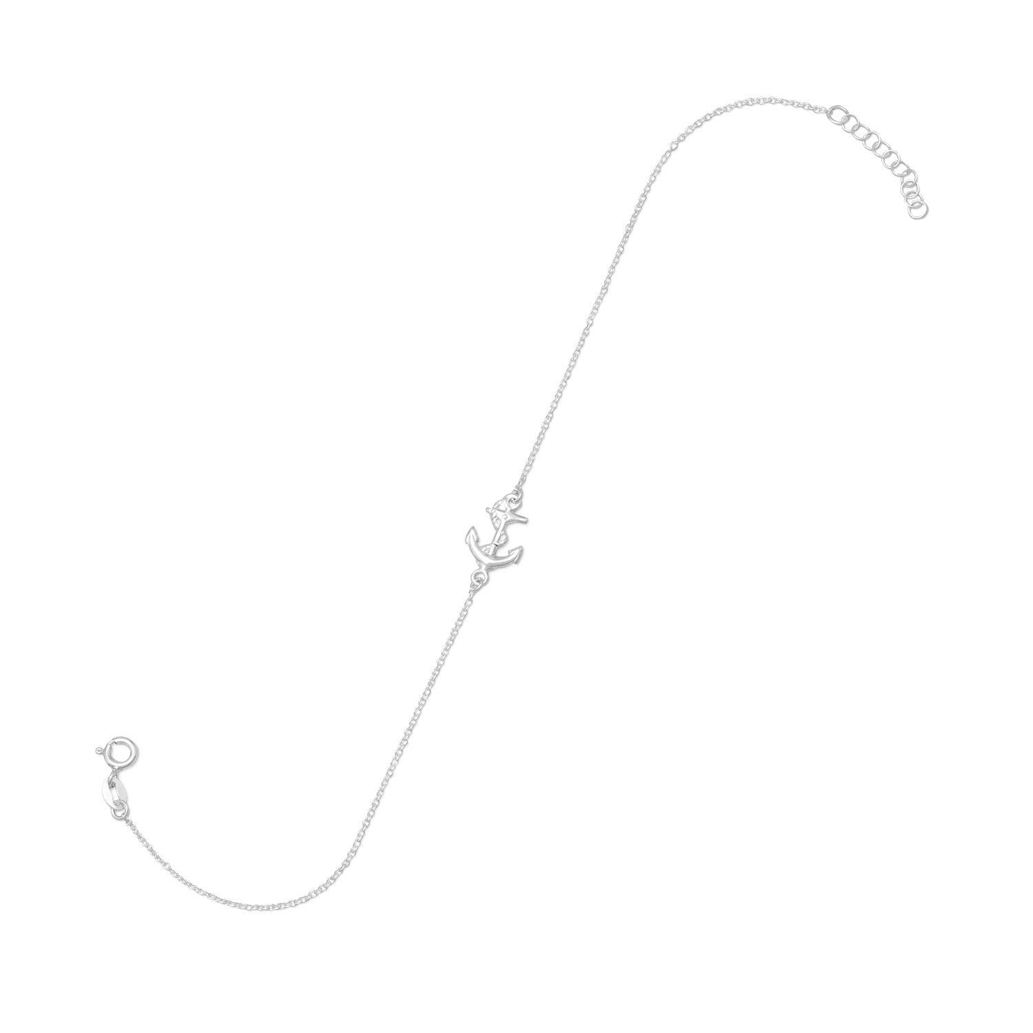 11" + 1" Sideways Anchor Anklet - Joyeria Lady