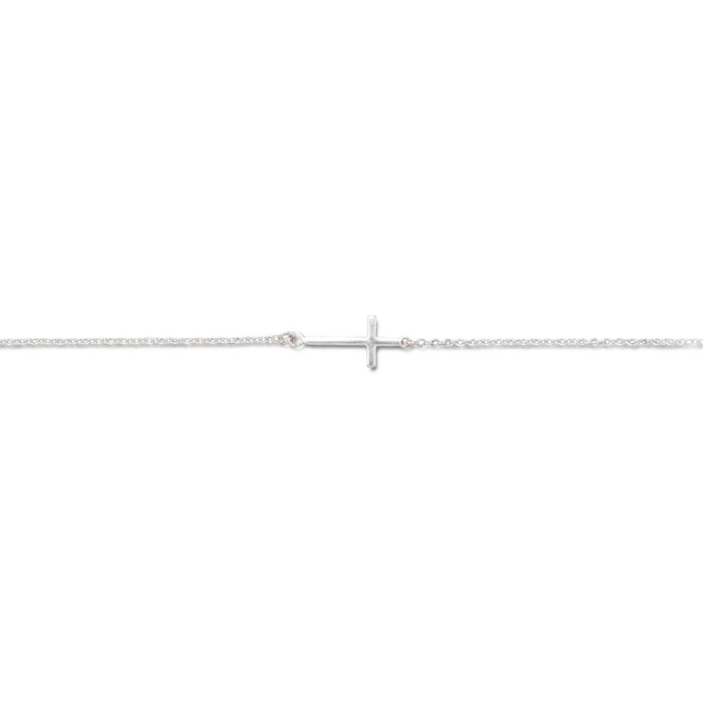 9" + 1" Sideways Cross Anklet - Joyeria Lady