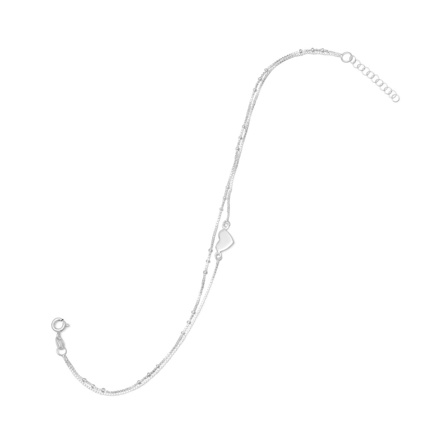 11" + 1" Double Strand Heart Anklet - Joyeria Lady