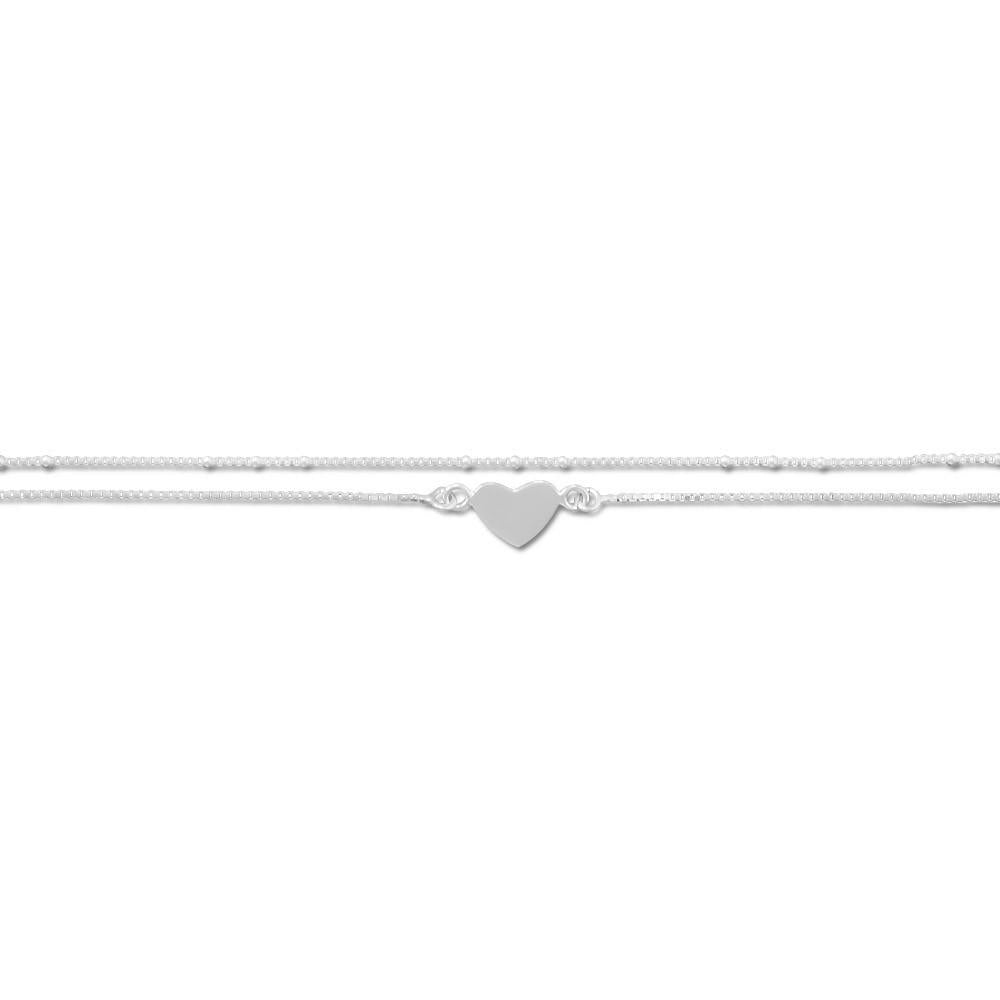 9" + 1" Double Strand Heart Anklet - Joyeria Lady