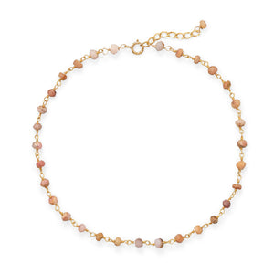 Pretty In Pink! Pink Opal 14 Karat Gold Plated Anklet - Joyeria Lady