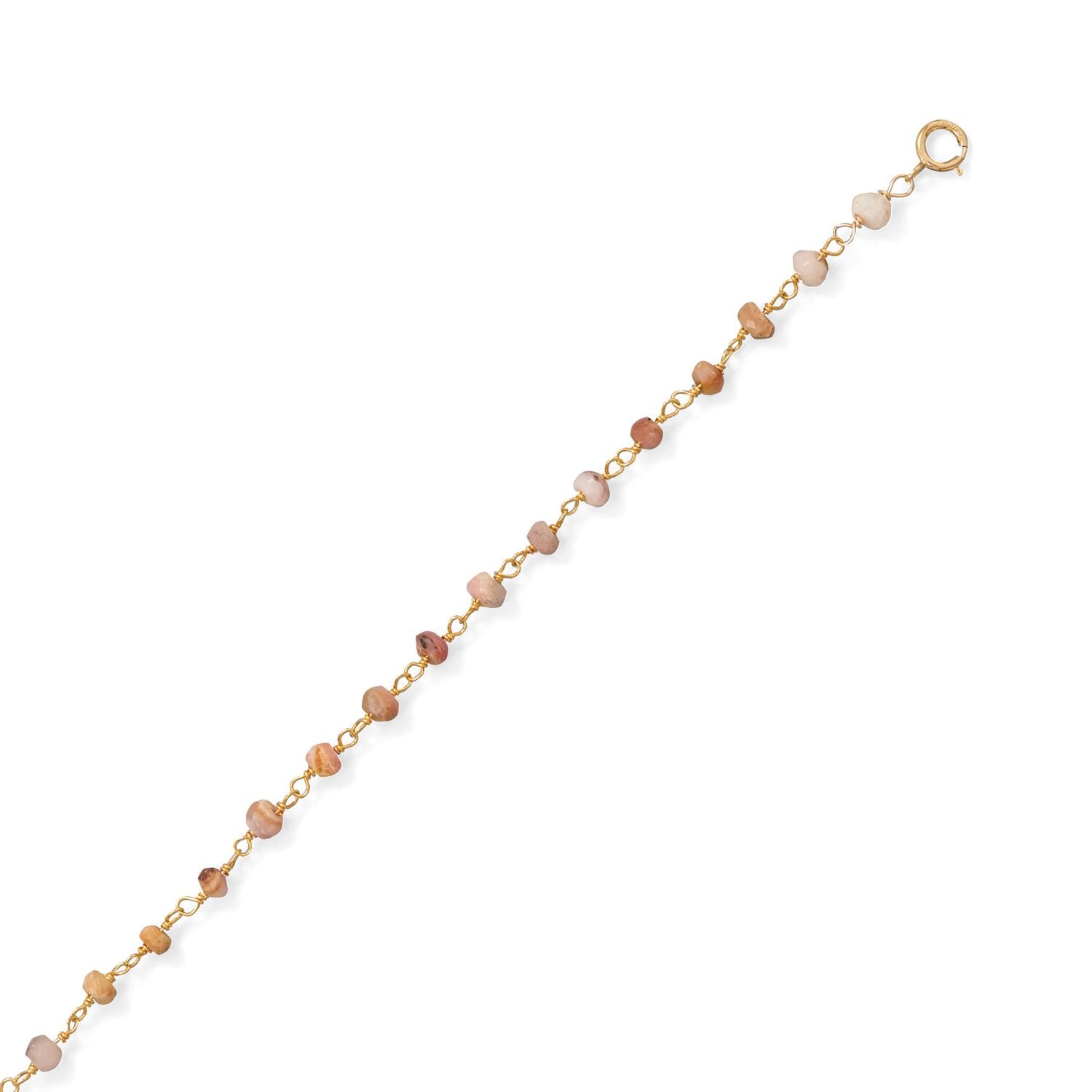 Pretty In Pink! Pink Opal 14 Karat Gold Plated Anklet - Joyeria Lady