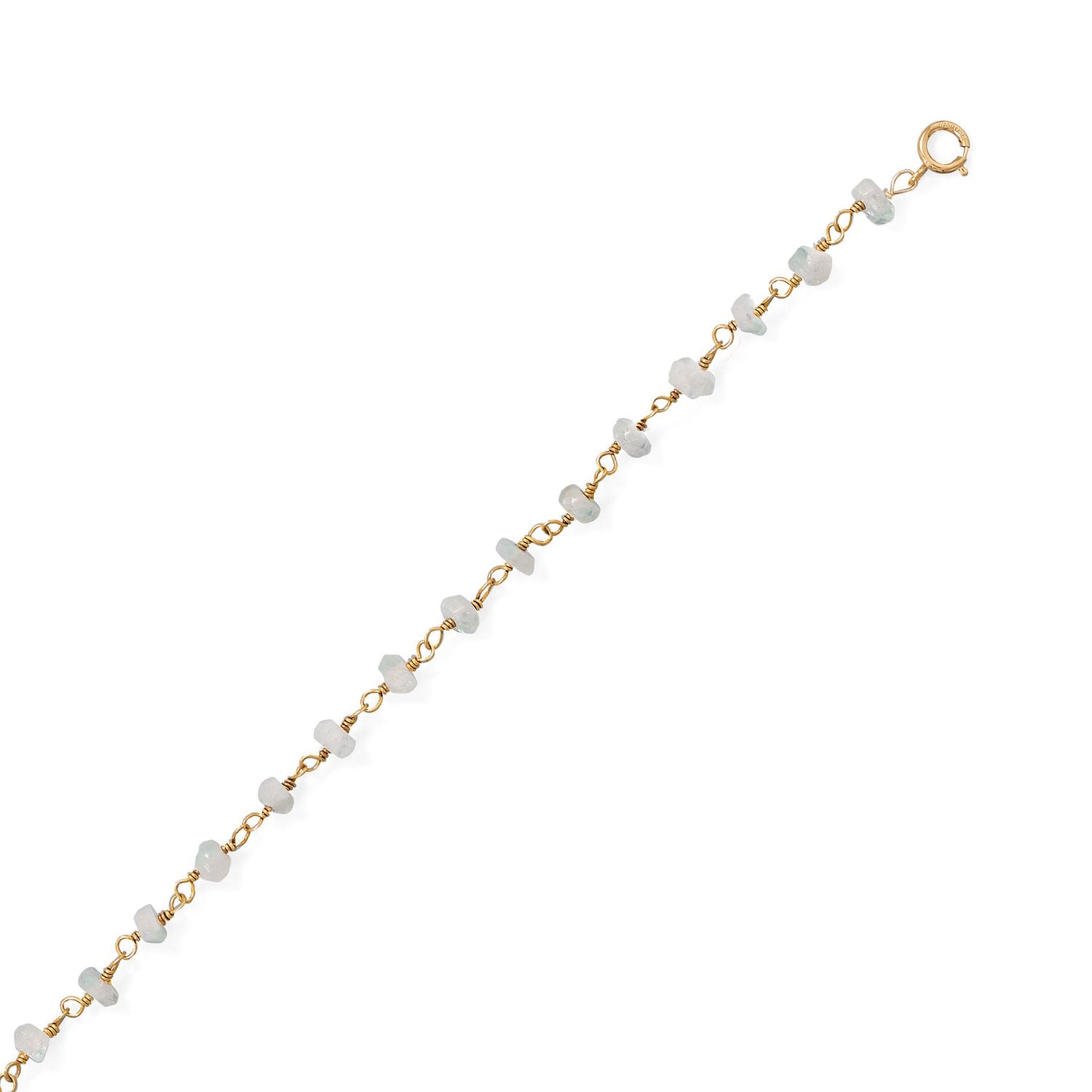 Moonlight Glow! 14 Karat Gold Plated Rainbow Moonstone Anklet - Joyeria Lady
