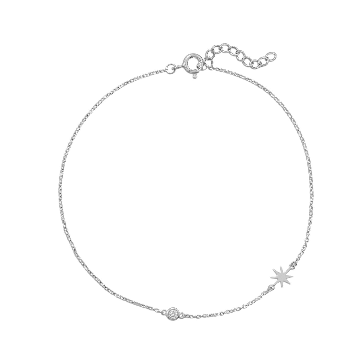 Pedi Perfect! Rhodium Plated Starburst Anklet - Joyeria Lady