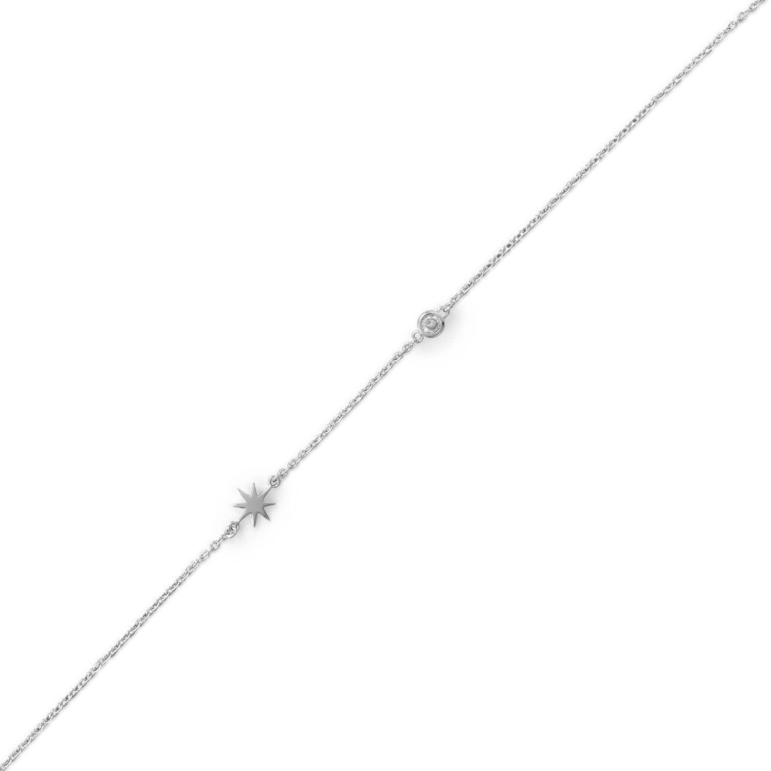 Pedi Perfect! Rhodium Plated Starburst Anklet - Joyeria Lady