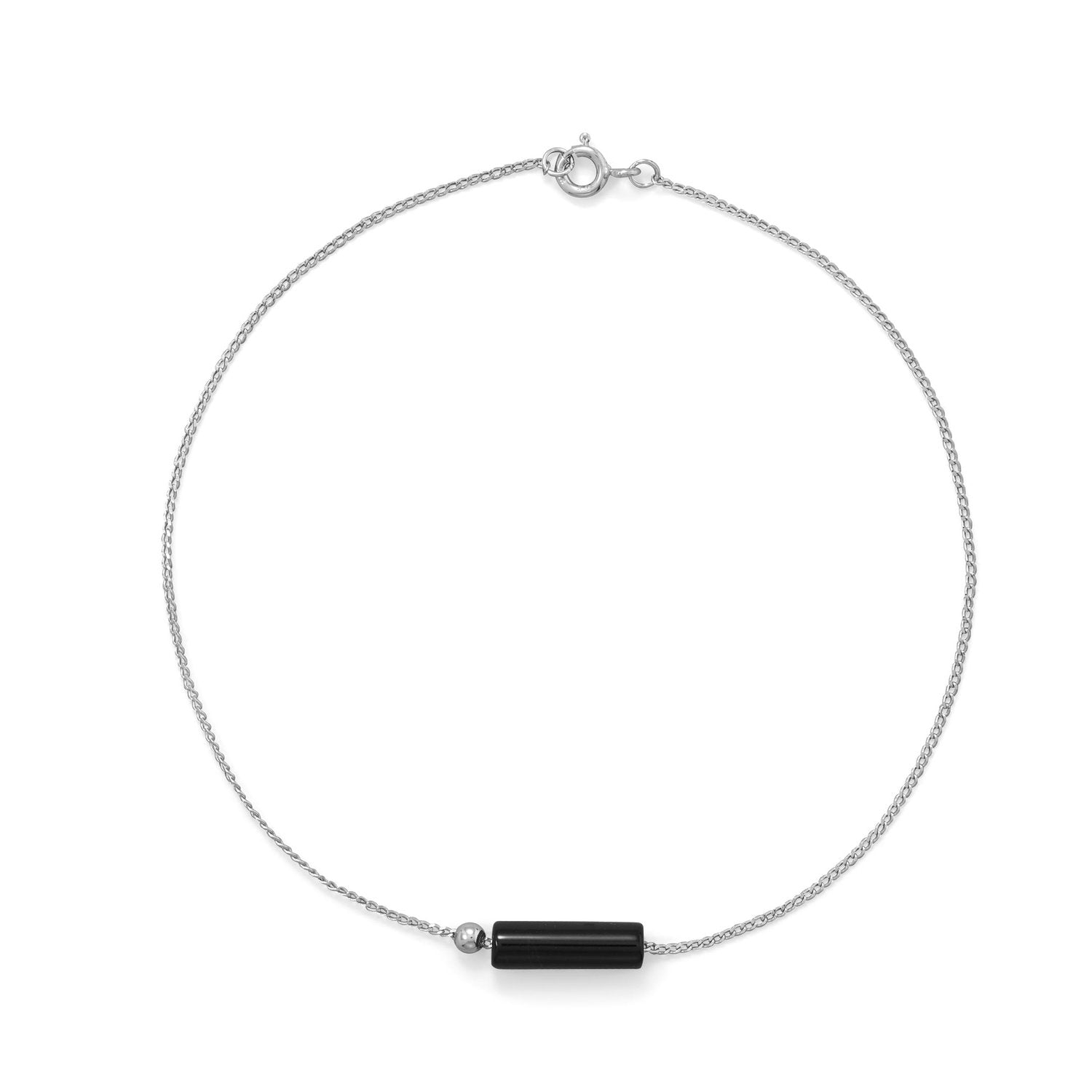 Black Onyx Bead Anklet - Joyeria Lady