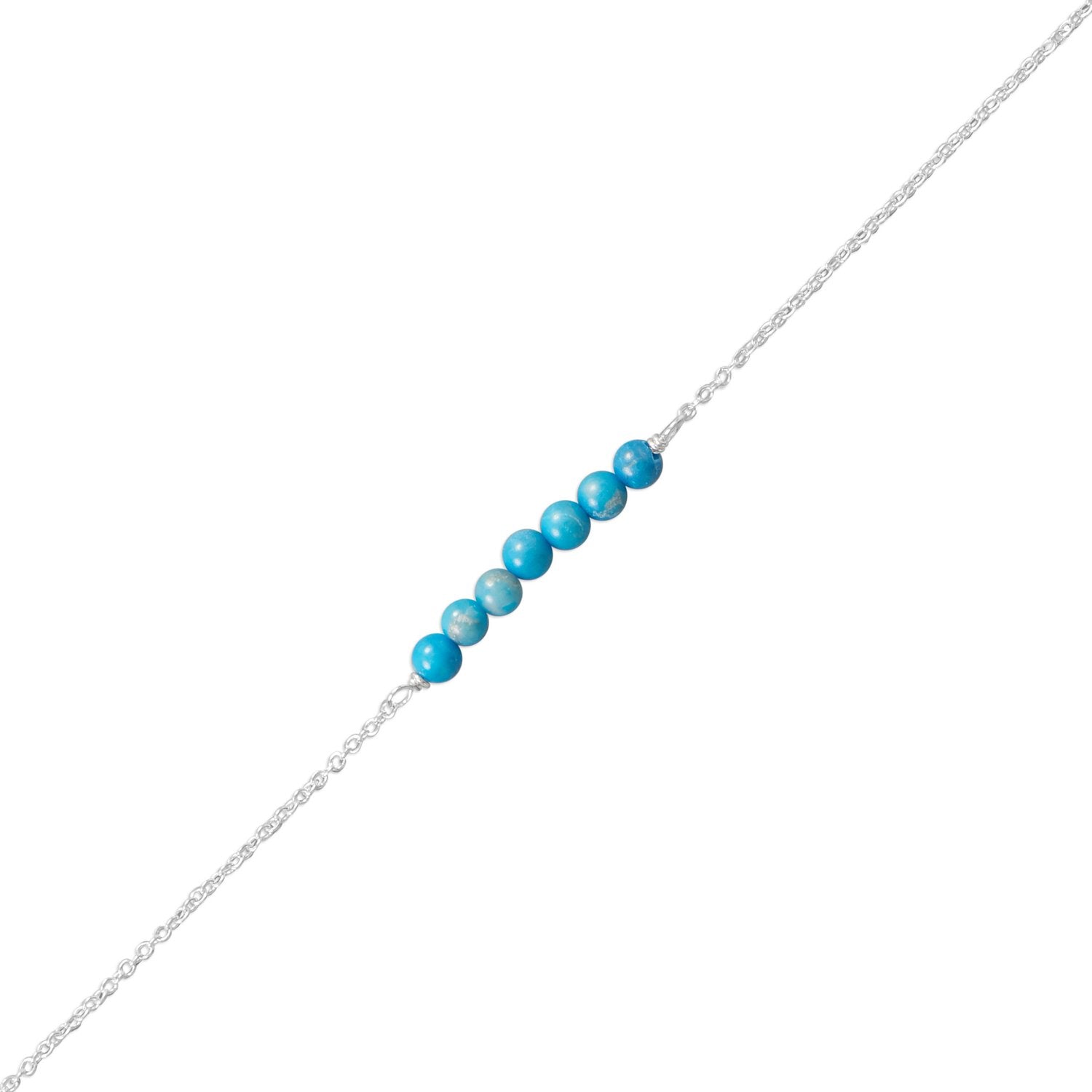 Blue Howlite Bead Bar Anklet - Joyeria Lady