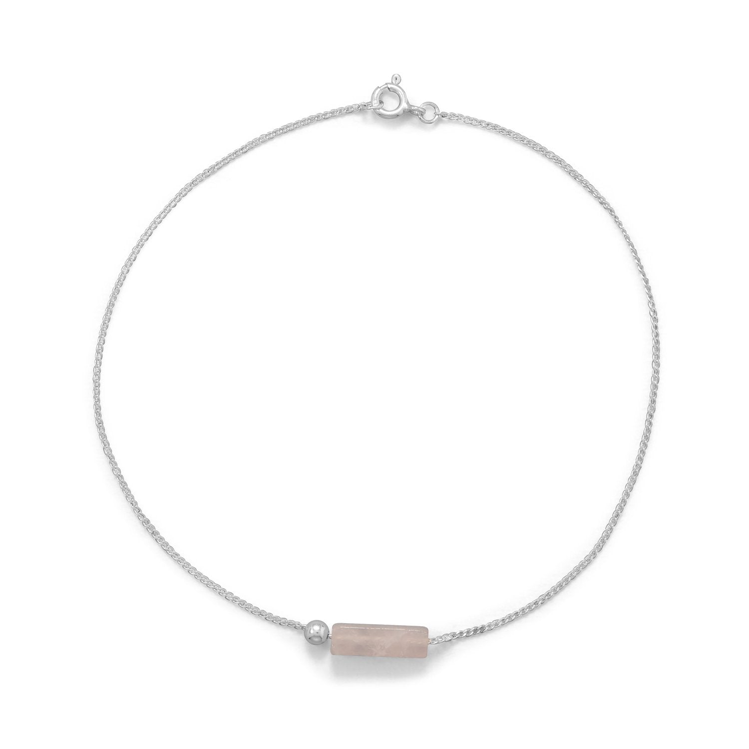 9.25" Rose Quartz Tube Anklet - Joyeria Lady