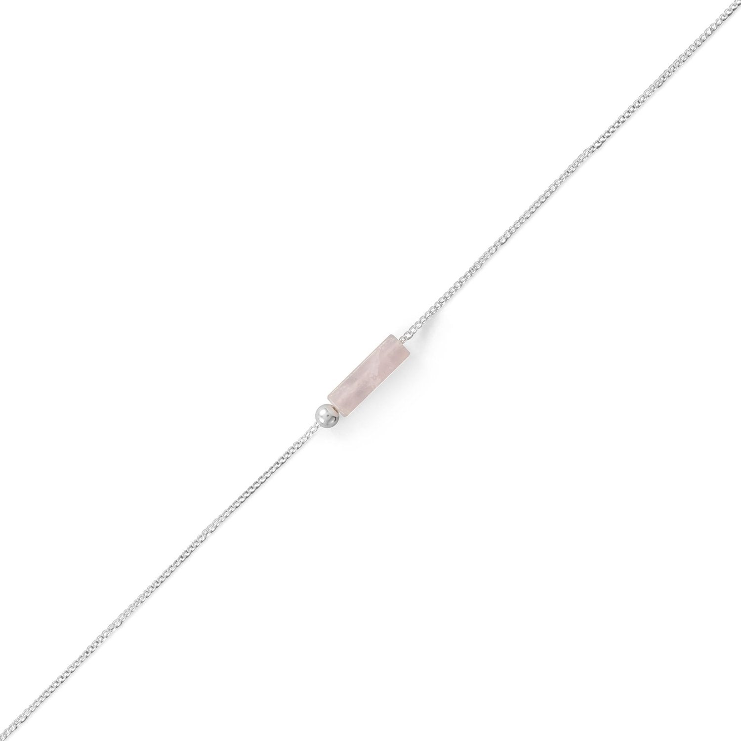 9.25" Rose Quartz Tube Anklet - Joyeria Lady