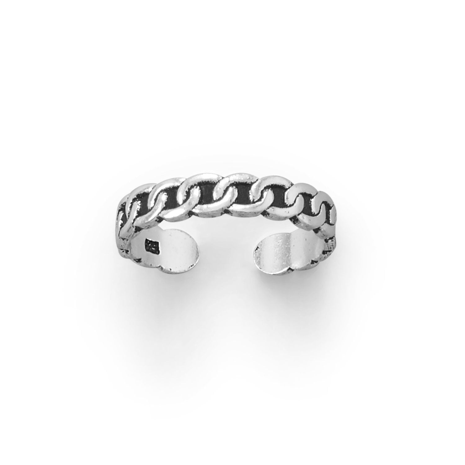 Thin Oxidized Curb Link Design Toe Ring - Joyeria Lady