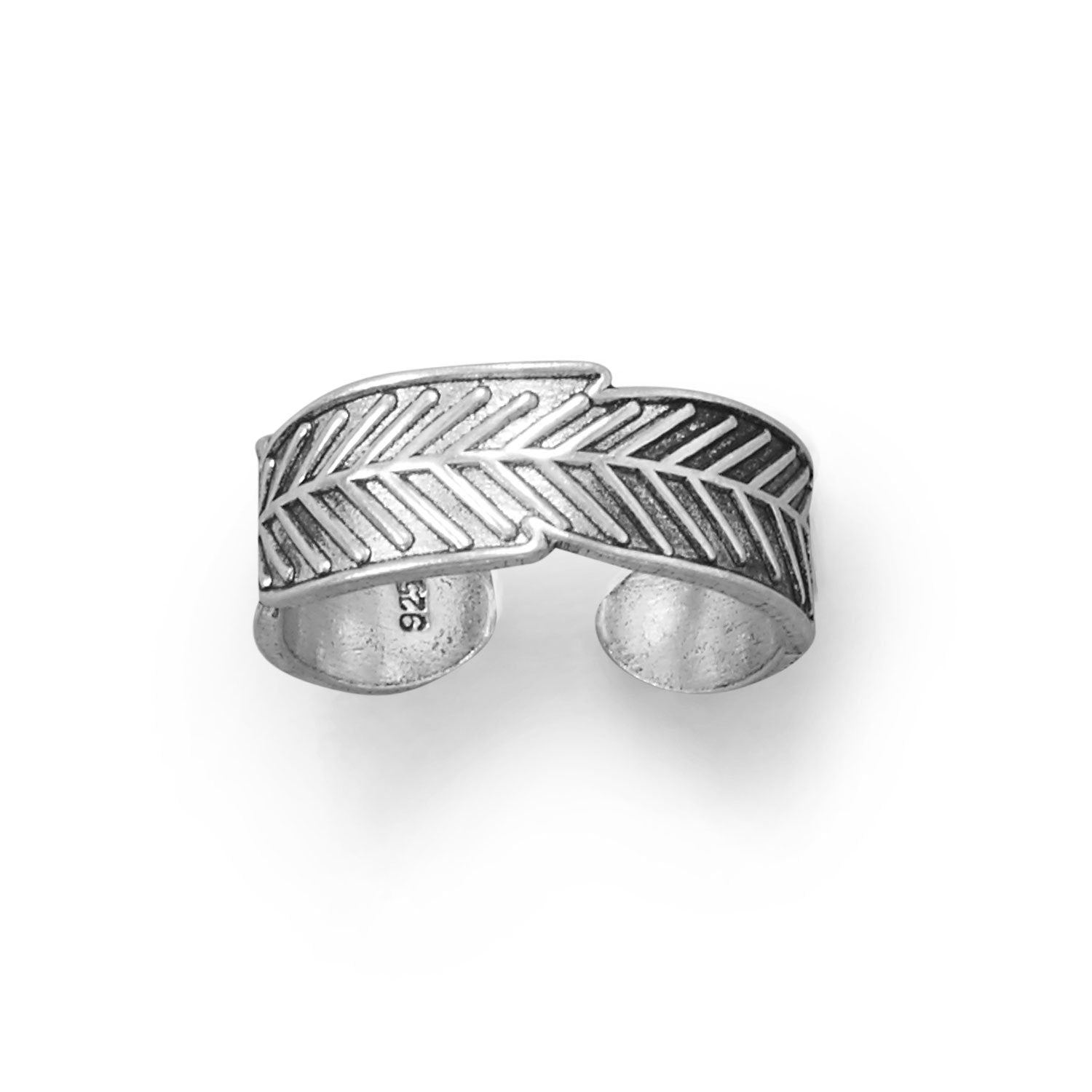Oxidized Feather Toe Ring - Joyeria Lady