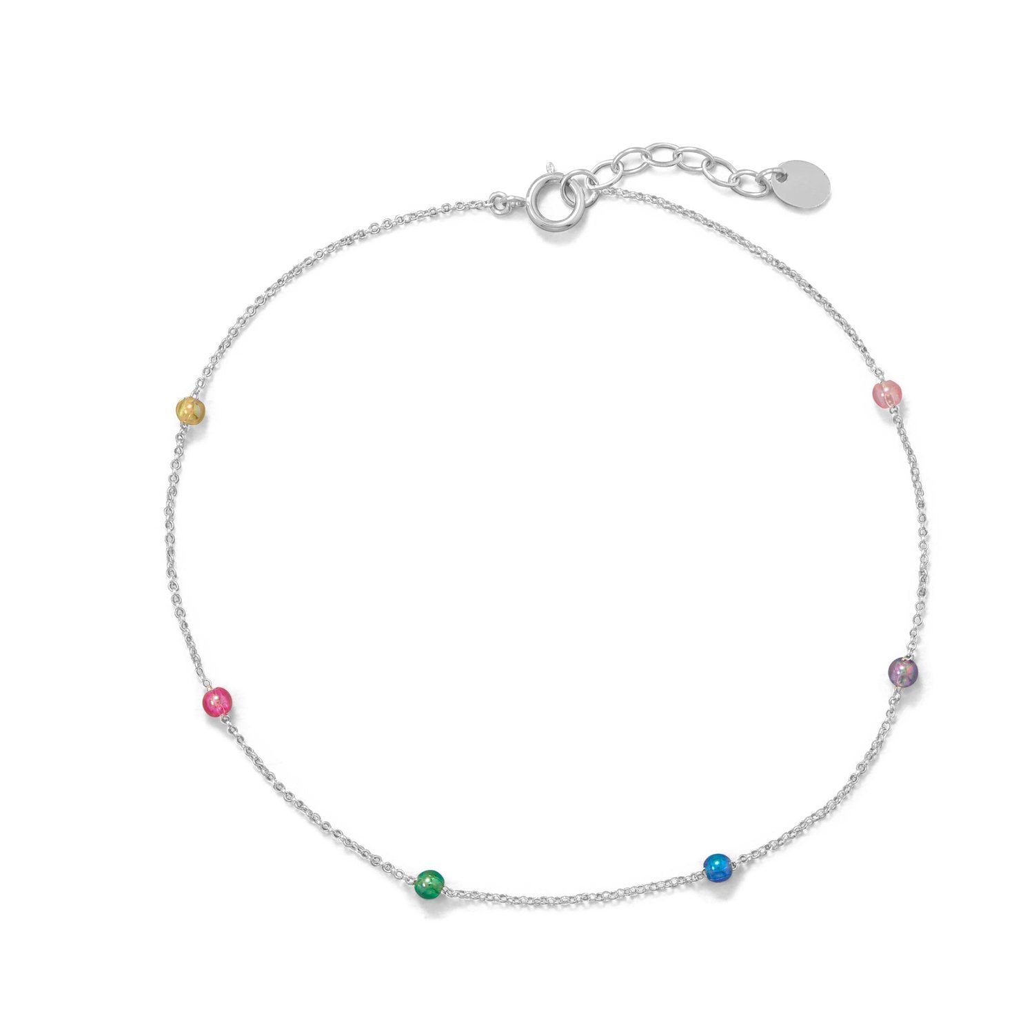 9.25"+1" Muli Color Beaded Anklet - Joyeria Lady