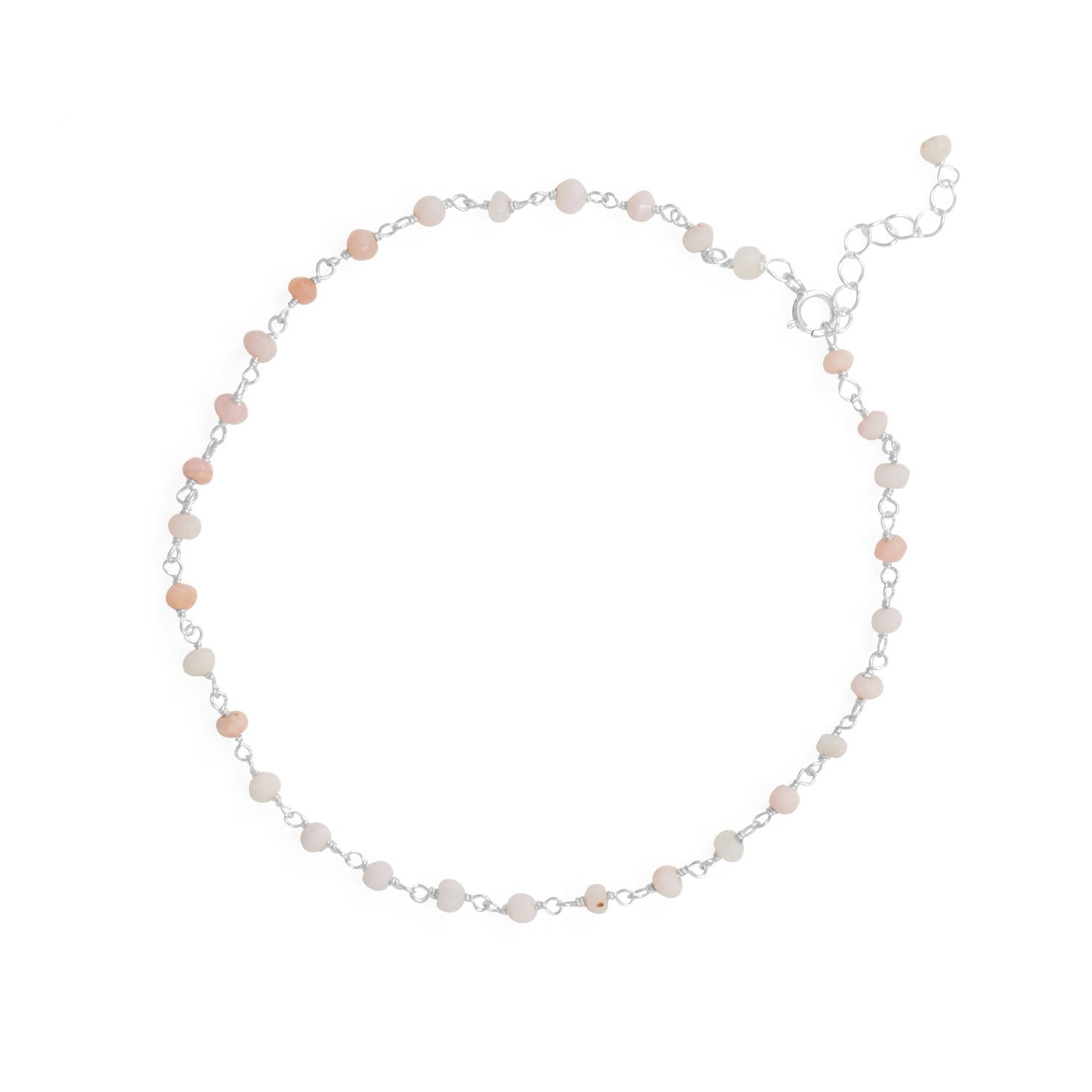 Pink Party! 9.5"+1" Opal Beaded Anklet - Joyeria Lady