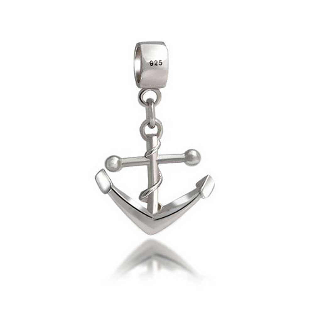 Boat Anchor Rope Vacation Travel Charm Bead 925 Sterling Silver - Joyeria Lady