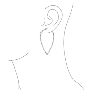 Hammered Triangle Leaf Flat Lightweight Hoop Earrings Sterling Silver
