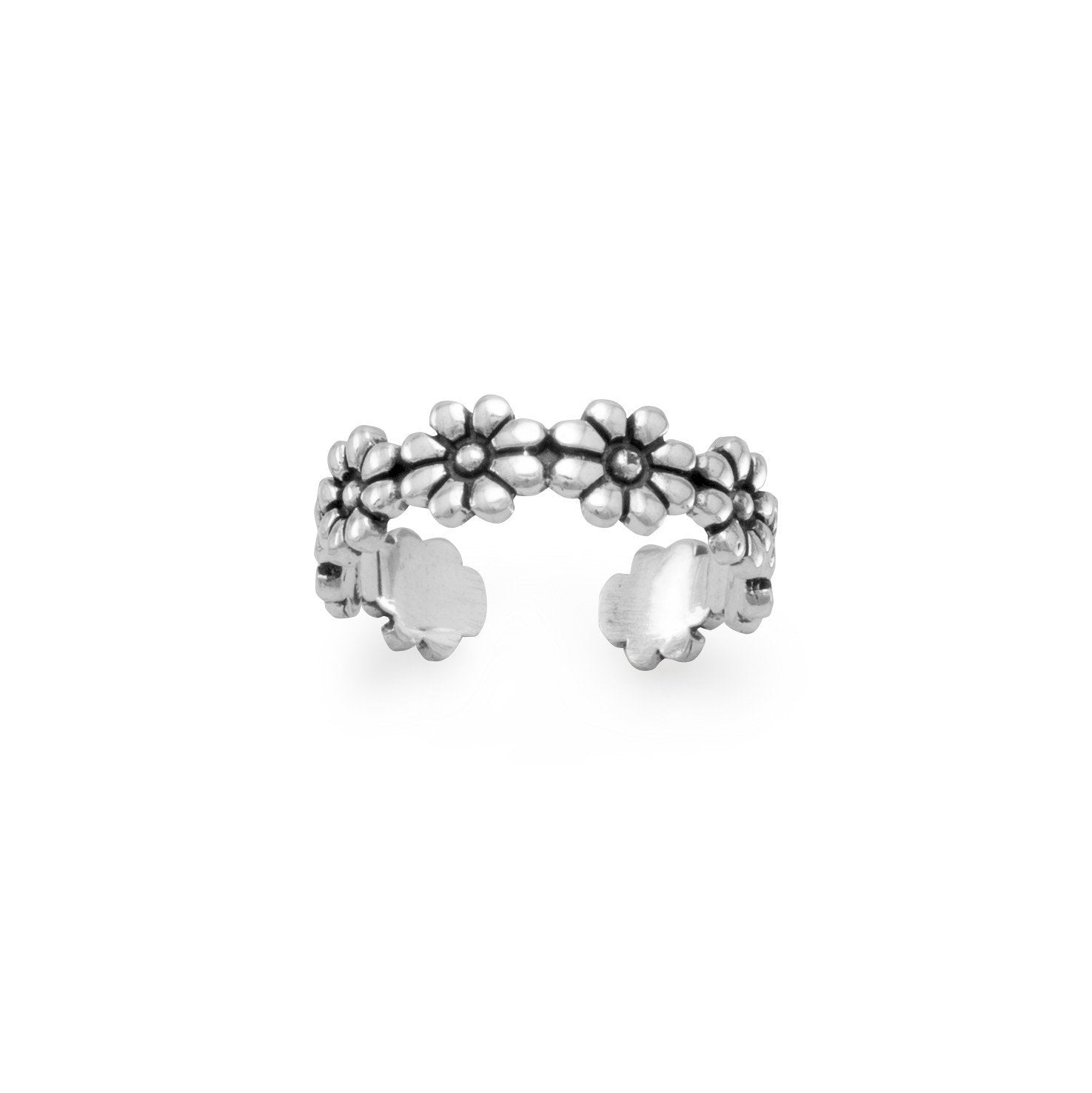 Oxidized Flower Toe Ring - Joyeria Lady