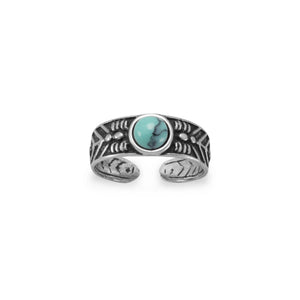 Oxidized Toe Ring with Simulated Turquoise - Joyeria Lady