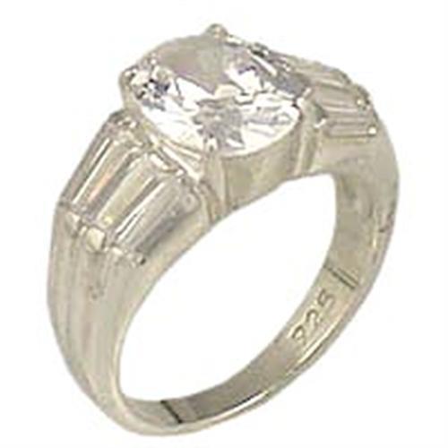 9B035 - High-Polished 925 Sterling Silver Ring with AAA Grade CZ  in Clear - Joyeria Lady