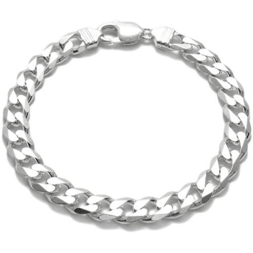 Handsome Sterling Silver Cuban Link Chain Bracelet in 9mm (Gauge 250) width. Available in 8" and 9" Lengths. - Joyeria Lady
