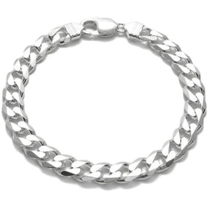 Awesome Sterling Silver FLAT Cuban Link Chain Bracelet in 9mm (Gauge 250) width. Available in 8" and 9" Lengths. - Joyeria Lady