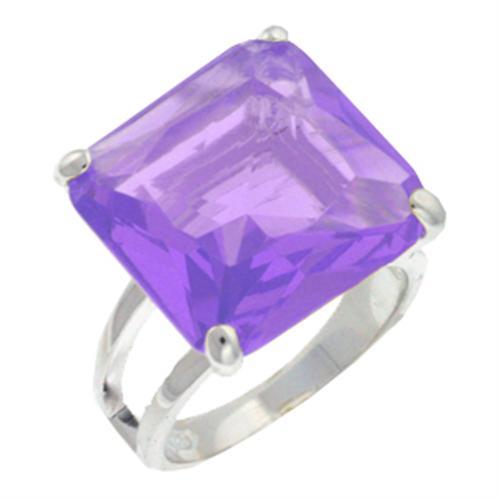 9X030 - High-Polished 925 Sterling Silver Ring with AAA Grade CZ  in Amethyst - Joyeria Lady