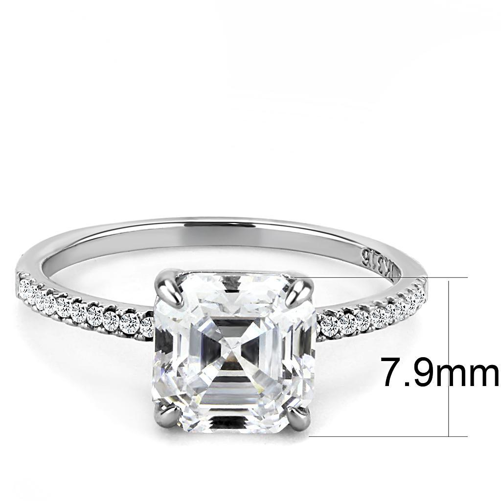 DA008 - High polished (no plating) Stainless Steel Ring with Cubic  in Clear - Joyeria Lady