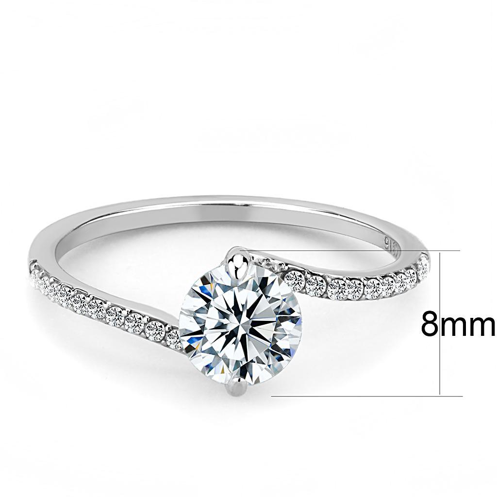 DA013 - High polished (no plating) Stainless Steel Ring with AAA Grade CZ  in Clear - Joyeria Lady