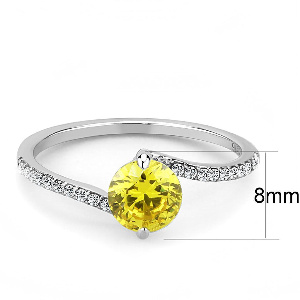 DA015 - High polished (no plating) Stainless Steel Ring with AAA Grade CZ  in Topaz - Joyeria Lady