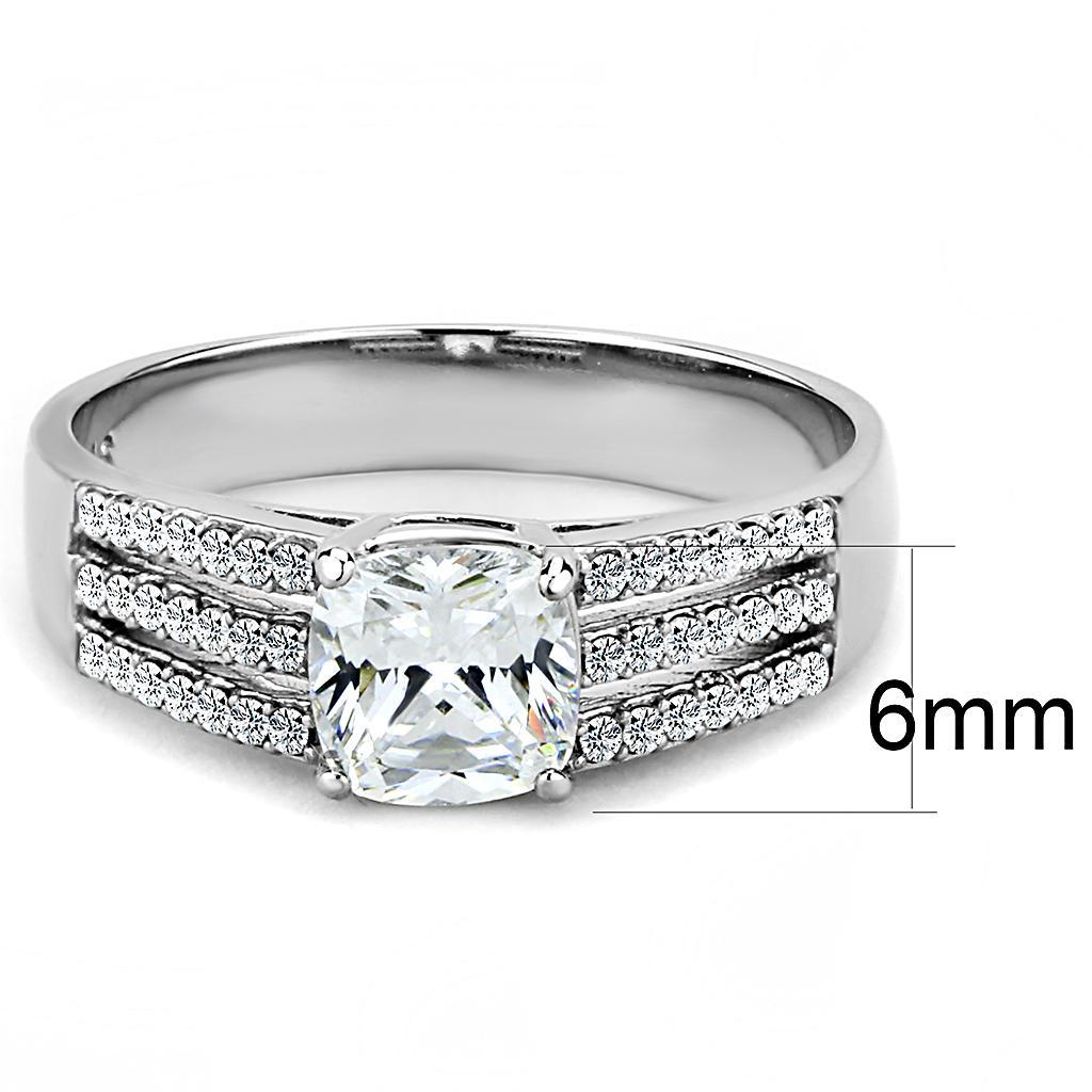 DA020 - High polished (no plating) Stainless Steel Ring with Cubic  in Clear - Joyeria Lady