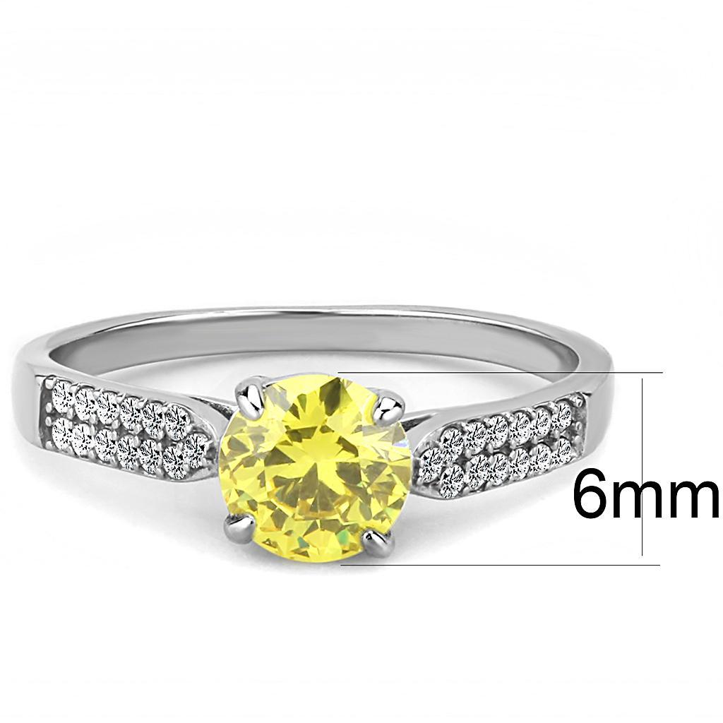 DA021 - High polished (no plating) Stainless Steel Ring with AAA Grade CZ  in Topaz - Joyeria Lady