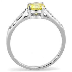 DA021 - High polished (no plating) Stainless Steel Ring with AAA Grade CZ  in Topaz