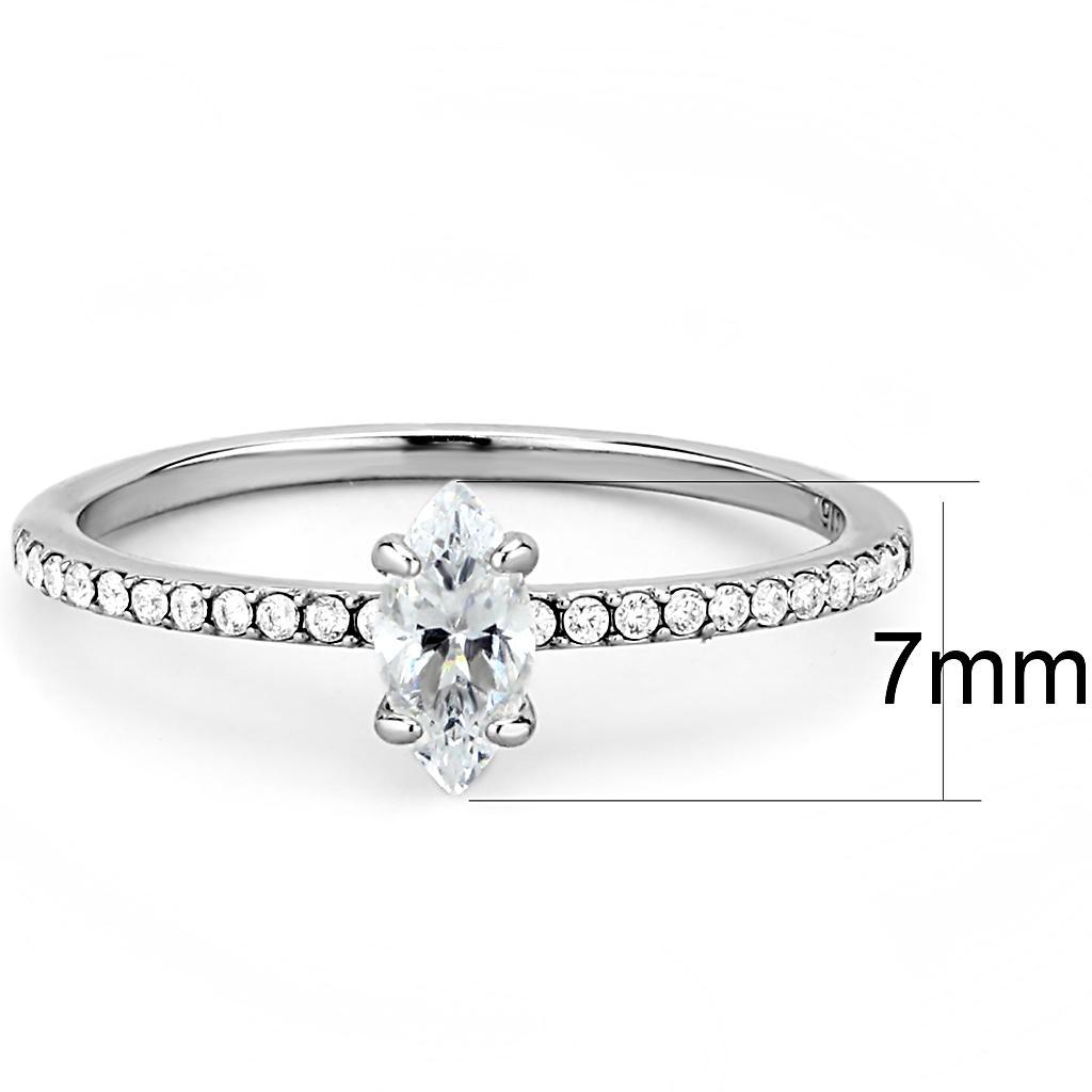 DA031 - High polished (no plating) Stainless Steel Ring with Cubic  in Clear - Joyeria Lady