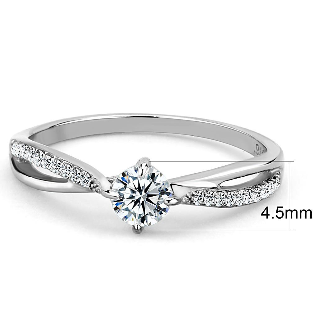 DA035 - High polished (no plating) Stainless Steel Ring with AAA Grade CZ  in Clear - Joyeria Lady