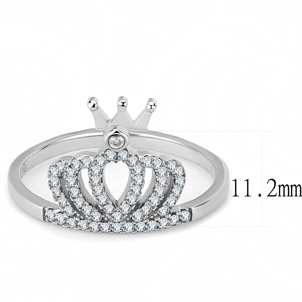 DA040 - High polished (no plating) Stainless Steel Ring with AAA Grade CZ  in Clear - Joyeria Lady