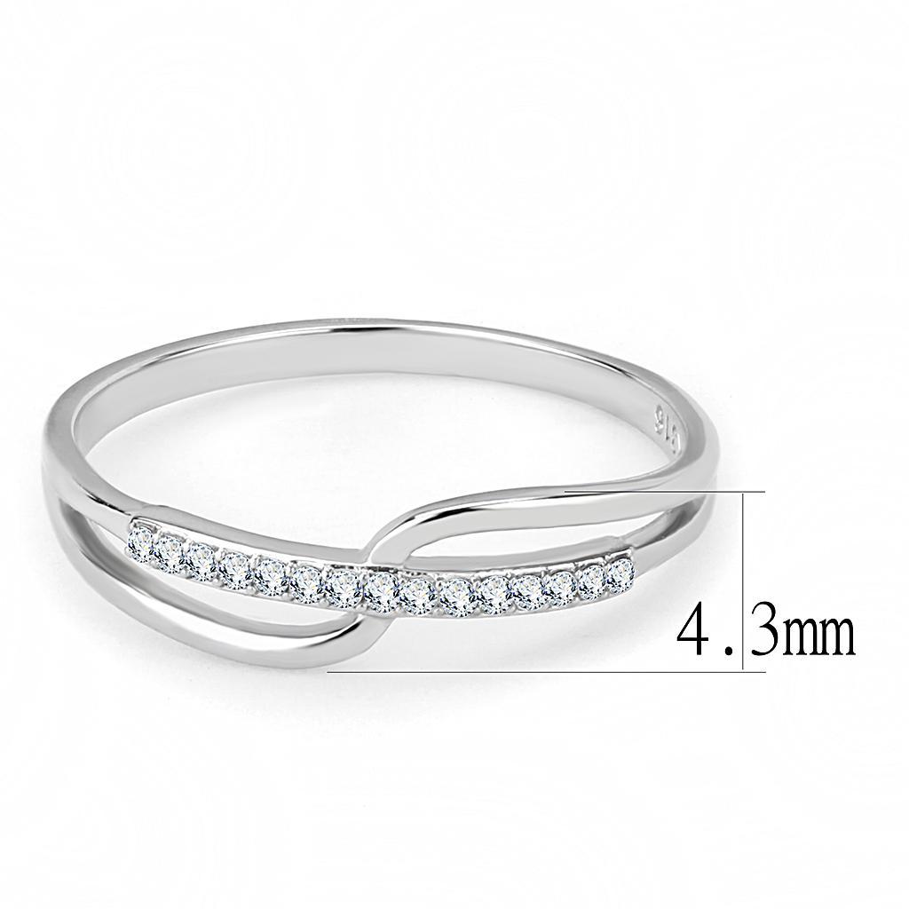DA045 - High polished (no plating) Stainless Steel Ring with AAA Grade CZ  in Clear - Joyeria Lady