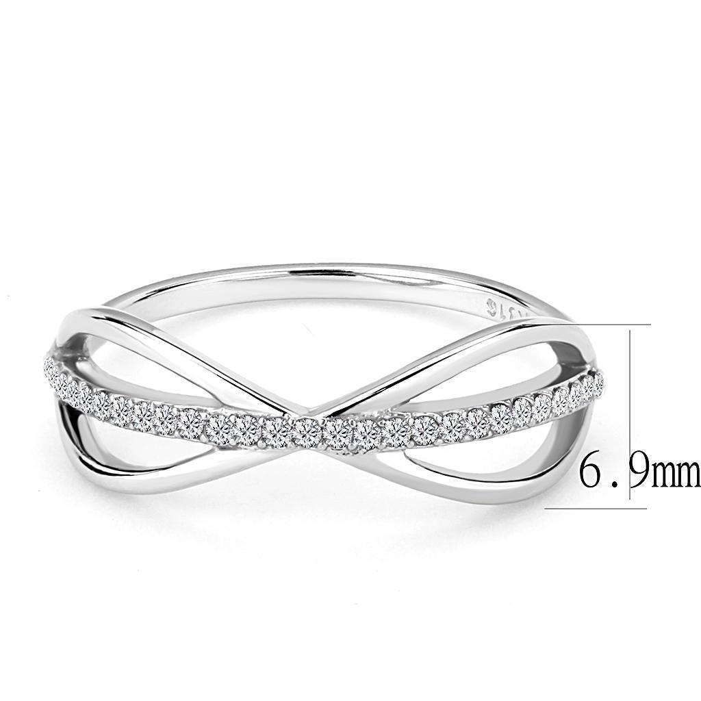 DA046 - High polished (no plating) Stainless Steel Ring with AAA Grade CZ  in Clear - Joyeria Lady