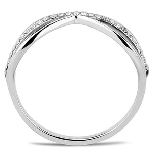 DA046 - High polished (no plating) Stainless Steel Ring with AAA Grade CZ  in Clear