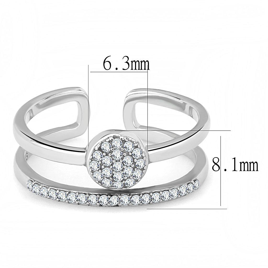 DA048 - High polished (no plating) Stainless Steel Ring with AAA Grade CZ  in Clear - Joyeria Lady