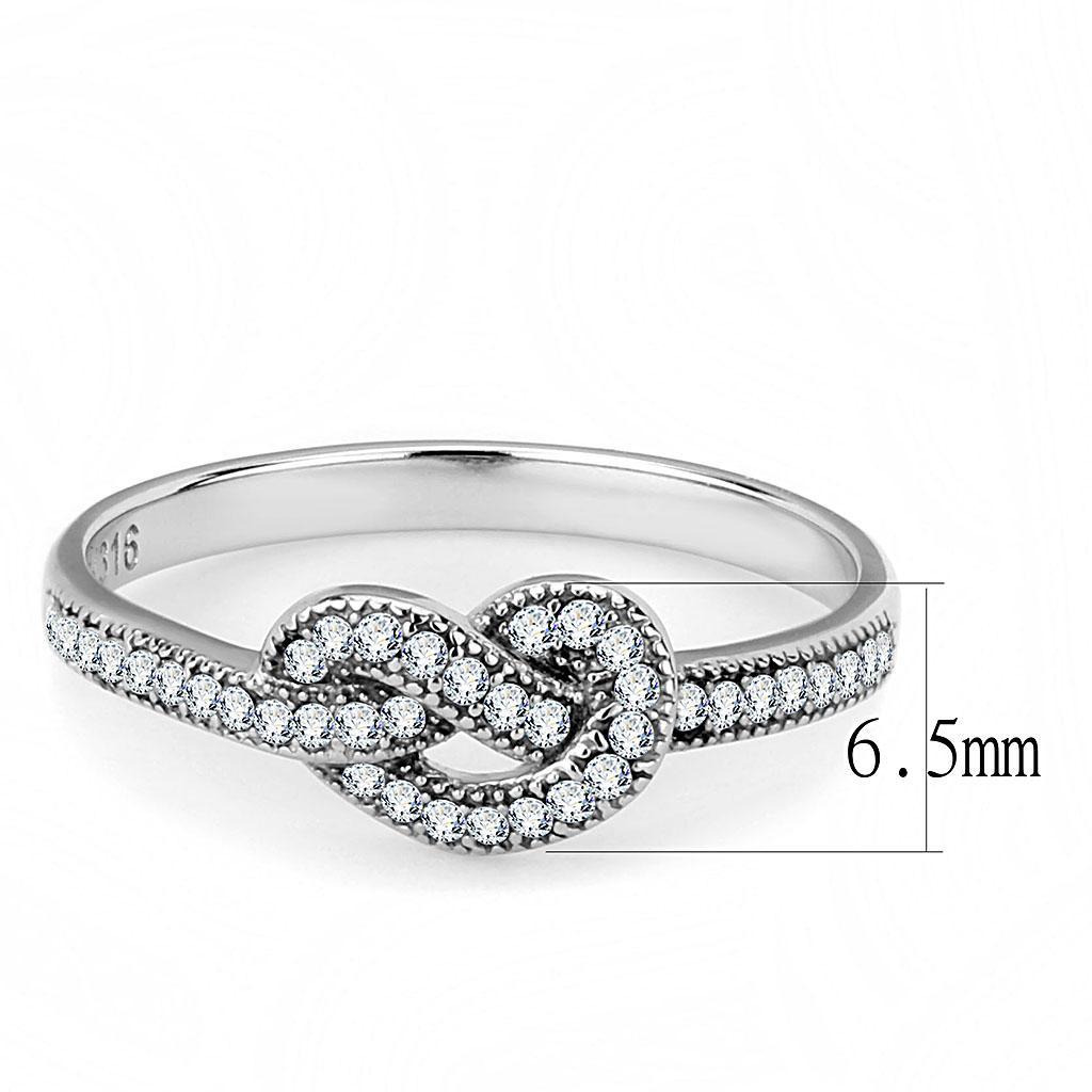 DA053 - High polished (no plating) Stainless Steel Ring with AAA Grade CZ  in Clear - Joyeria Lady