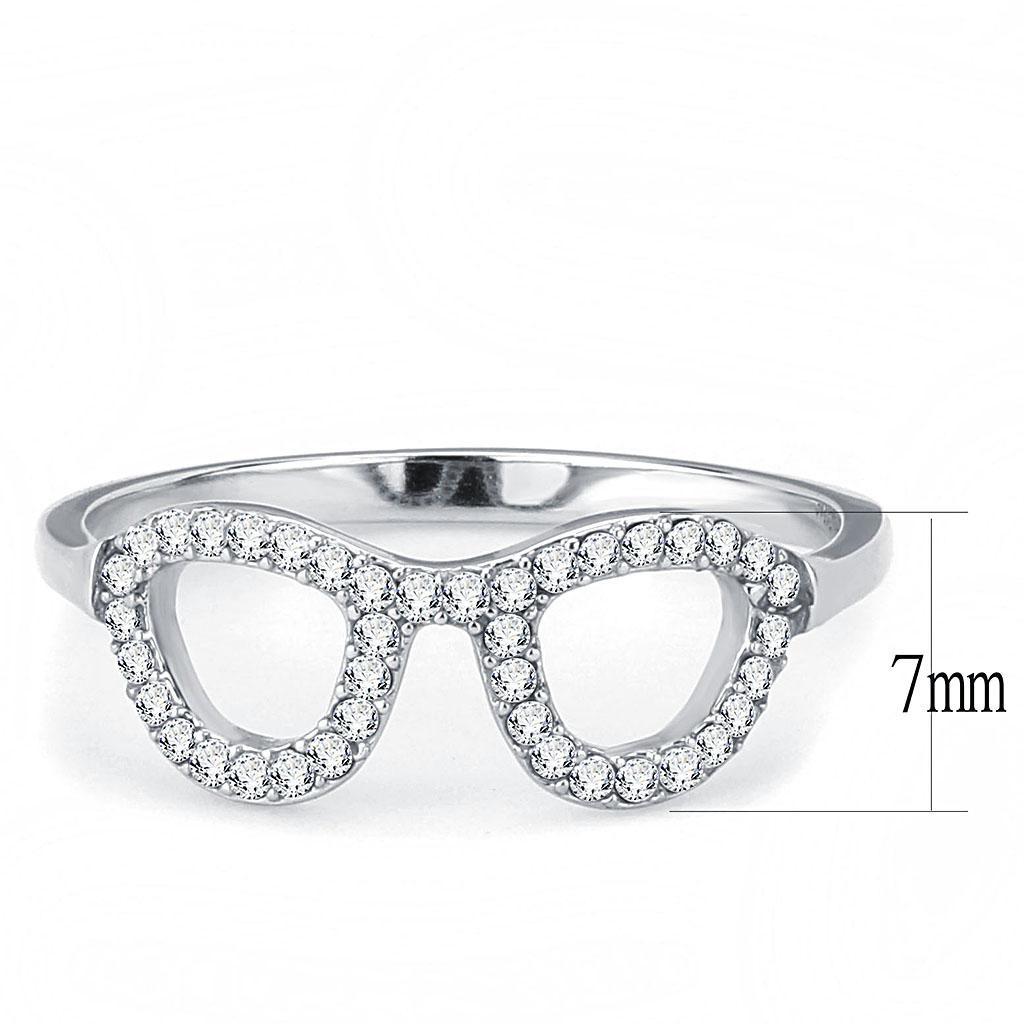 DA055 - High polished (no plating) Stainless Steel Ring with AAA Grade CZ  in Clear - Joyeria Lady