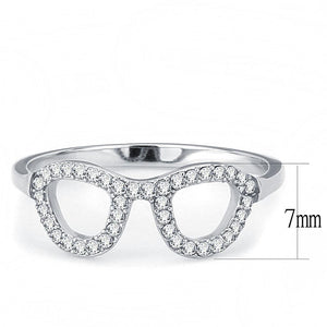 DA055 - High polished (no plating) Stainless Steel Ring with AAA Grade CZ  in Clear