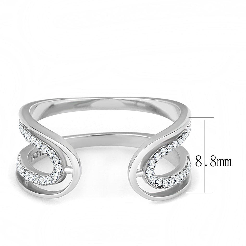 DA056 - High polished (no plating) Stainless Steel Ring with AAA Grade CZ  in Clear - Joyeria Lady